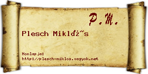 Plesch Miklós névjegykártya